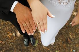 W dniu ślubu zakładany sobie wzajemnie przez małżonków, przeważnie na palec serdeczny prawej lub lewej dłoni (w zależności od kraju). Na Ktorym Palcu