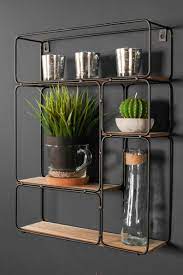 retro industrial style wall shelf shelving unit metal wood storage vintage home kitchen shelves floating argos display
