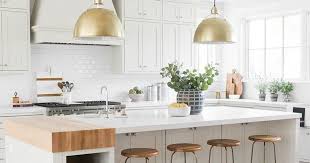 | just sneakin' a peek of @citysage's new kitchen we worked with her to design and style. Shea Mcgee S Trick For Avoiding Boxy Looking Kitchen Islands