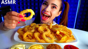 ASMR CHEESY ONION RINGS 먹방 (No Talking)