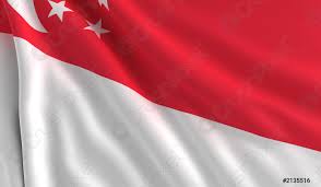 De flagge fan singapore bestiet út twa horizontale strepen fan deselde dikte (ien read en ien wyt) mei in ûntwerp fan in heale moanne en fiif stjerren rjochts boppe de reade sône. Flagge Von Singapore Foto Vorratig Crushpixel