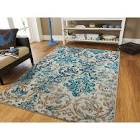 Kincheloe Floral Indoor / Outdoor Area Rug in Grey/Blue 8x11 Winston Porter
