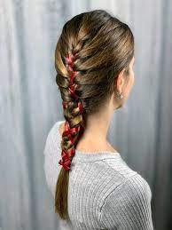 Place the ribbon by one section of hair. Beautiful Simple Braid With Ribbon Hairstyle For Long Hair
