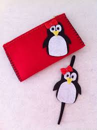 Keceden Penguen Canta Kitap Ayraci Felt Penguen Penguen Kece Desenler