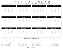 There are lots of ways you can build a calendar to your institution on the web. Free Printable One Page 2021 Calendar With Holidays World Of Printables