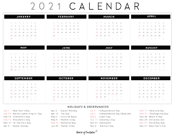 Lassen sie ihrer kreativität freien lauf und setzen ihre schönsten fotos gekonnt in szene. Free Printable One Page 2021 Calendar With Holidays World Of Printables