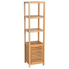 Meuble bas colonne rangement salle de bain à roulettes blanc dim. Meuble Colonne Rangement Salle De Bain Bambou Gifi Shelves Slatted Shelves Shelving Unit