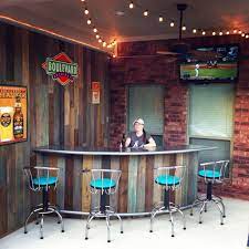Distressed Wood Metal Bar Outdoor Backyard Bar Corner Bar Backyard Renovations