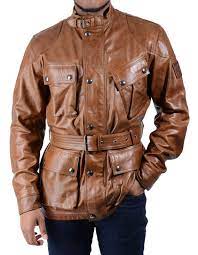 New In Belstaff Cognac Panther 4 Pocket Belted Leather Jacket Accent Clothing Leather Jacket Jackets Belstaff