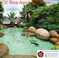 Dengan melapisi batu alam pada pagar rumah anda, selain memberikan estetika rumah, tujuan lainnya adalah menjaga. Jasa Kolam Koi Hias Minimalis Batu Alam Surabaya Gresik Sidoarjo Tukang Kolam Koi Minimalis Di Gartengestaltung Ideen Gartengestaltung Naturschwimmbecken