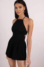 Black Romper Back Cut Out Romper Halter Romper Black Romper