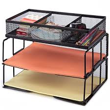Letter size (8.5 x 11). Besource Mesh Desk Organizer With Compartment 2 Tier Office Desktop File Organizer Stackable Document Letter Tray Paper Organizer Rack Black Buy Online In Antigua And Barbuda At Antigua Desertcart Com Productid 59225535