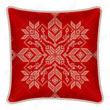 Set of 2 poly/cotton standard size pillowcases, stamped for embroidery on #180 thread count poly/cotton. Pillow With Embroidered Pillowcase Traditional Scandinavian Ornament For Christmas Bright Red And White Snowflakes In Cross Stitch Pattern Illustration Royalty Free Cliparts Vectors And Stock Illustration Image 49497089