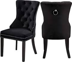 We've got great deals on nailhead dining room chairs. Amazon Com Meridian Furniture Nikki Collection Modern Contemporary Velvet Upholstered Dining Chair With Wood Legs Button Tufting And Chrome Nailhead Trim Set Of 2 23 W X 23 D X 40