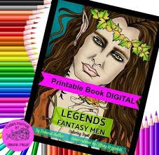 LEGENDS Fantasy Men PDF Coloring Book. Mermen, Wizards, Fairies, Kings,  Pixies, Vampires, Vikings.
