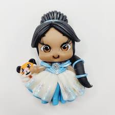 685 Jasmine 7 Clay Doll for Bow-Center, Jewelry Charms, Accessories, a