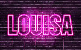 Download Wallpapers Louisa 4k Wallpapers With Names Female Names Louisa Name Purple Neon Lights Happy Birthday Louisa Picture With Louisa Name For Desktop Free Pictures For Desktop Free
