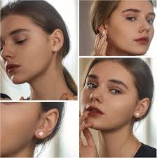 LOYALLOOK 63 Pairs Assorted Multiple Stud Earrings for Women Simple Cute  Flower Big Hoop Earrings Moon Geometric Leaf Arrow Bow CZ Ball Heart Faux  Pearl Earrings Set (63 pairs a set), Faux