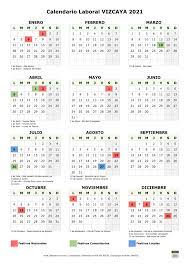 En 2021 hay 11 días festivos nacionales. Calendario Laboral Vizcaya 2021 Para Imprimir