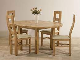 Vintage antique extending draw leaf table and set of chairs. Knightsbridge Natural Solid Oak Dining Set 4ft Round Extending Table With 4 Wave Back And Cream Le Oak Dining Sets Extendable Dining Table Compact Dining Table