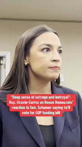 In Leesburg, Virginia last night, Rep. Alexandria Ocasio-Cortez (D-NY)  slammed Senate Minority Leader Chuck Schumer's decision to vote for the GOP  funding bill, saying there was a "deep sense of outrage and