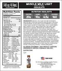 Muscle Milk Chocolate Light Yum Muscle Milk Muscle Milk Light Nutrition Facts