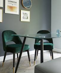 Zilo Glass With Clover Fern Green Chairs And Mellow Faux Leather Bench 4 6 Seater Set Green Chair Dining Sets Modern Velvet Dining Chairs