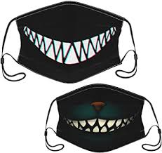 Share the best gifs now >>> Beautiful Smile With Sharp Demon Teeth Face Masks Unisex Washable Reusable And Adjustable Mouth At Amazon Men S Clothing Store