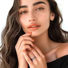 925 Sterling Silver Cluster Promise Ring Polish Black Unique Beaded Heart  Round Moissanite Reverse Tapered