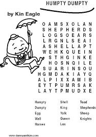 Humpty Dumpty Word Search Humpty Dumpty Nursery Rhymes Preschool Education