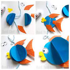 3d Paper Fish Decoration Red Ted Art Make Crafting With Kids Easy Fun Paper Fish Paper Crafts For Kids Fishing Decor