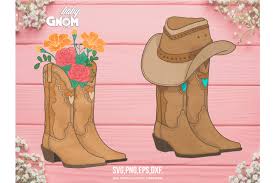Download Cowboy Boots And Hat Svg File Cowboy Boots With Flowers Svg 748064 Illustrations Design Bundles
