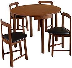 Target Marketing Systems 35515wal Zuma Collection Compact Set 5 Piece Round Nesting Dining Table Cha Table And Chair Sets Upholstered Seating Dinning Table Set