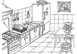 Free printable kitchen table coloring page for kids to download, furnitures coloring pages Kitchen Set Drawing For Kids Novocom Top