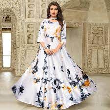 Buy Attractive Off White Colored Partywear Shibori Printed Silk Long Kurti For Womens Online India Best Prices Reviews Peachmode Kurti Designs Party Wear Long Kurti Designs Kurti Designs