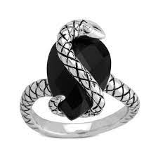Pear Shaped Onyx Snake Wrap Ring In Sterling Silver Onyx Ring Snake Ring Silver Onyx Jewelry