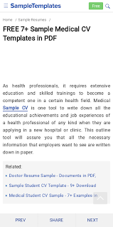 A cv provides a potential employer with a quick summary/overview of your experience, background and skills to help. Cv Format For Doctors Pdf 20 Guides Examples