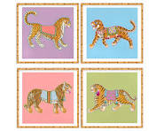 Set of Four Art Prints Chinoiserie Ancient Tigers