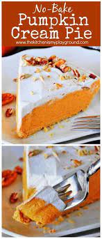 No Bake Pumpkin Cream Pie With Its Creamy Filling How Easy It Is To Prepare This Pumpkin Pie Will Quickly Be Pumpkin Cream Pie Baked Pumpkin Pumpkin Cream