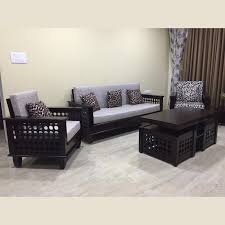 You will find a wide range of wooden sofa sets, wooden couches. Wooden Sofa Set 3 1 1 Vartul Wooden Sofas Online Rightwood