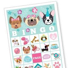 Dog Bingo Game Pug Puppy Dog Party Game Girl S Etsy Dog Party Games Dog Party Dog Party Favors