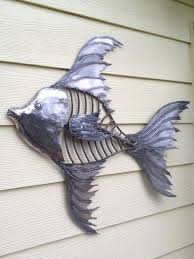 Metal Wall Art Sculpture Angel Fish Yard Art Beach Cabin Decor Metal Fish Wall Art Wall Sculpture Art Metal Tree Wall Art