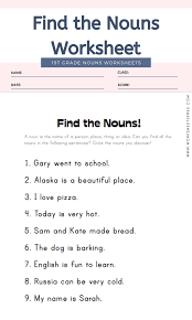 Find The Nouns Worksheet A Noun Is The Name Of A Person Place Thing Or Idea Can You Find All The Nouns In T In 2020 Nouns Worksheet Nouns And Verbs