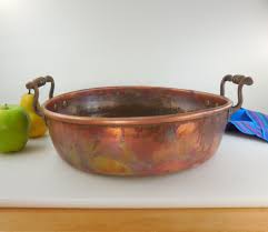 Primitive Vintage 12 Copper Preserving Confiture Jam Pan Bronze Handle Bronze Cookware And Bakeware Copper