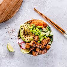 Vegan Spicy Sesame Tofu Poke Bowl Recipe With Photos Fresh N Lean Recipe Hello Fresh Recipes Poke Bowl Recipe Sushi Bowl Recipe