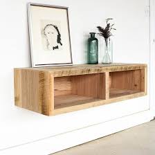 Diy chunky wooden floating shelves: Reclaimed Floating Media Shelf What We Make