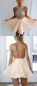 Short Mini Backless Halter Homecoming Dresses Prom Dresses With Gold Sequins Dresses For Halter Homecoming Dress Evening Dresses Elegant Backless Dress Short