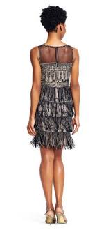 Adrianna Papell Sleeveless Beaded Fringe Dress With Illusion Neckline Beaded Fringe Dress Dresses Fashion