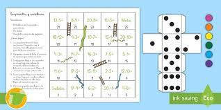 Este juego es para 2 a 4 jugadores con una duración de aproximadamente. Juego Serpientes Y Escaleras Restas Hasta 20