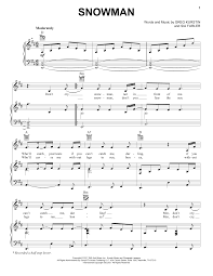 Snow, 'til death we'll be freezing Sia Snowman Sheet Music Download Pdf Score 255075
